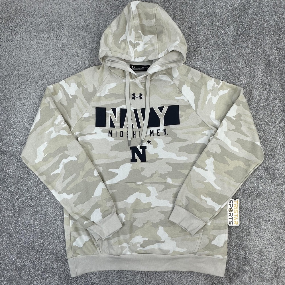 Navy Midshipmen Hoodie Mens Medium Camo Pullover Under Armour Fleece